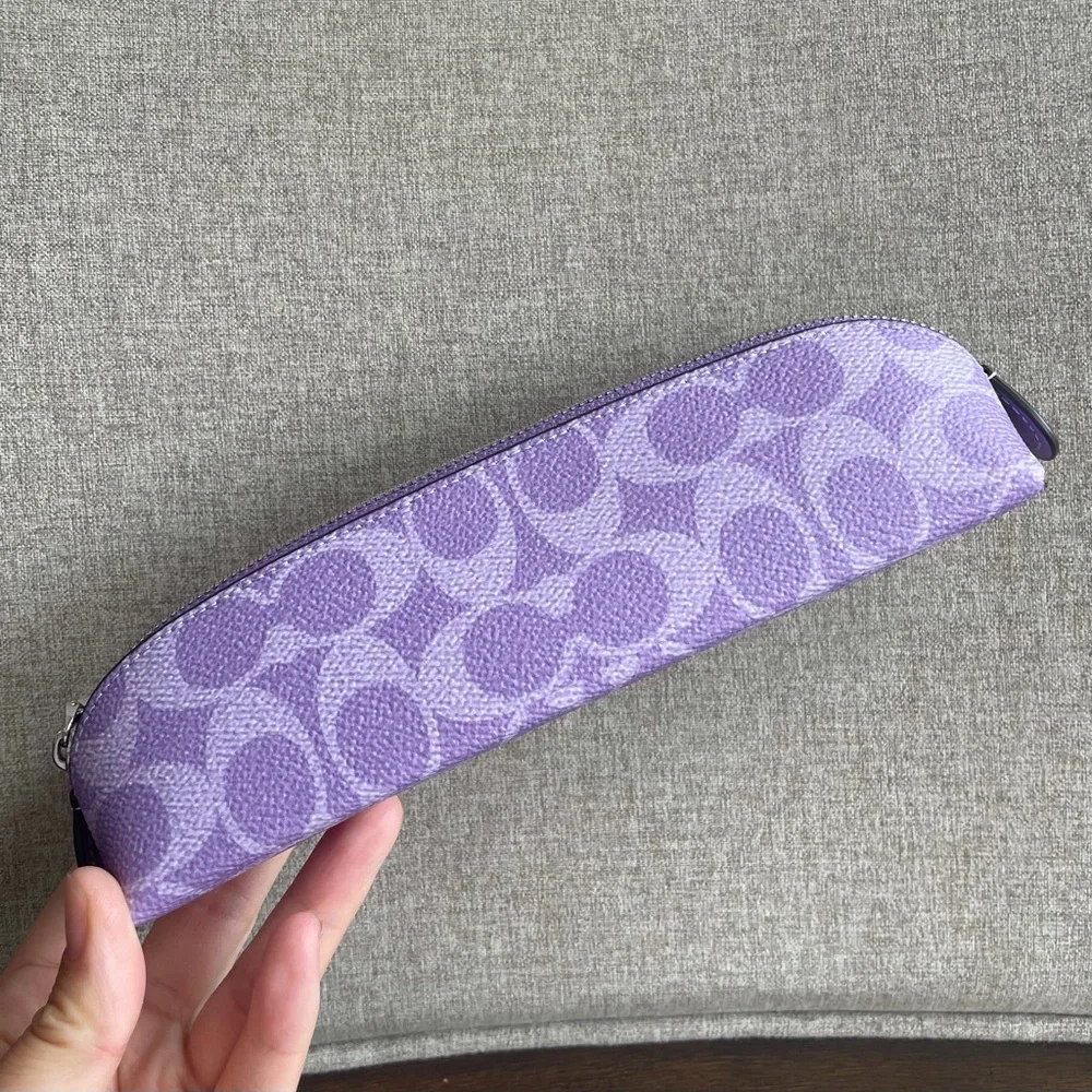 PENCIL CASE IN SIGNATURE CANVAS (COACH CZ206) SILVER/IRIS